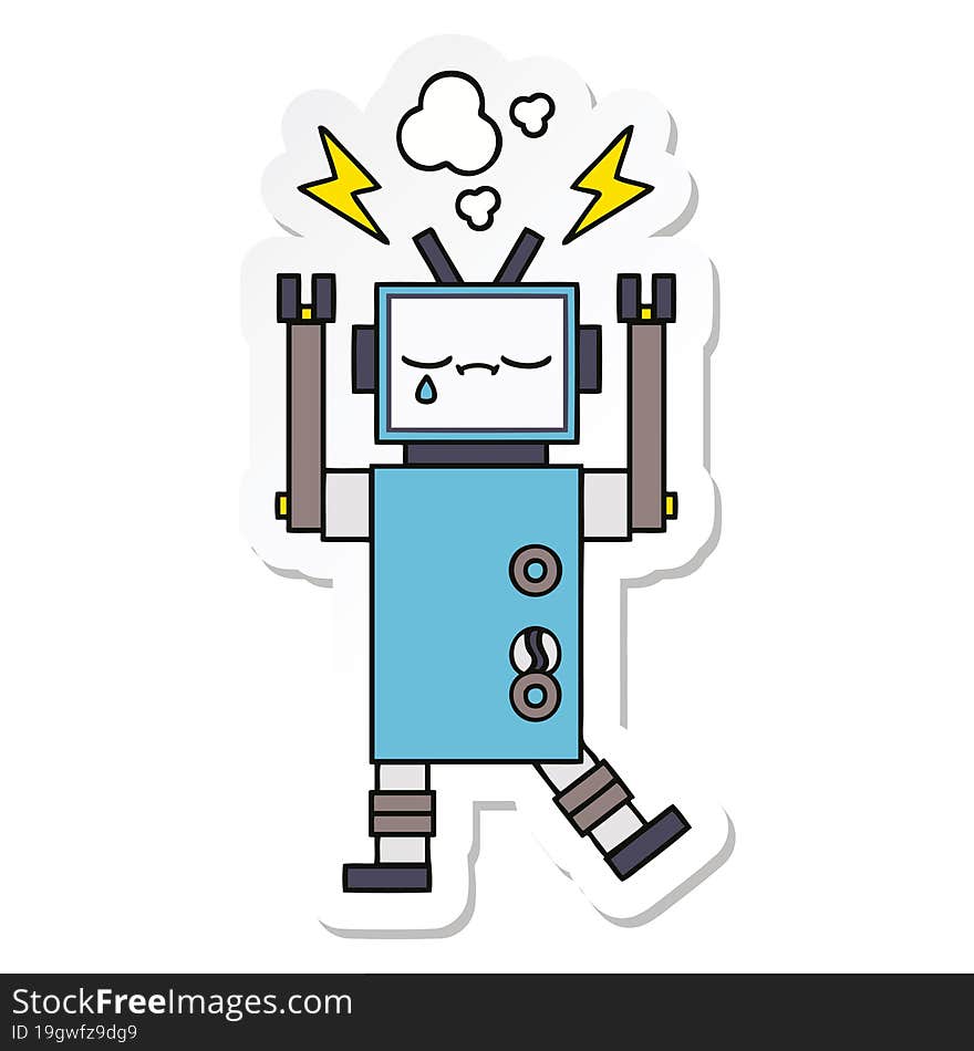 sticker of a cute cartoon robot