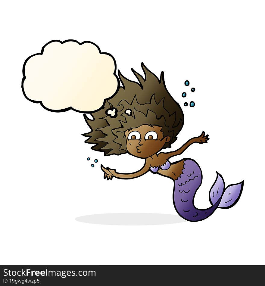 Cartoon Mermaid With Thought Bubble