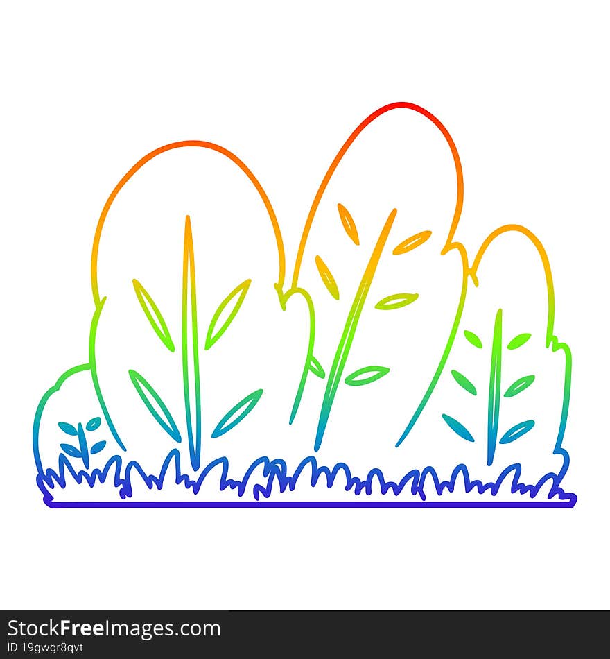 rainbow gradient line drawing cartoon hedge