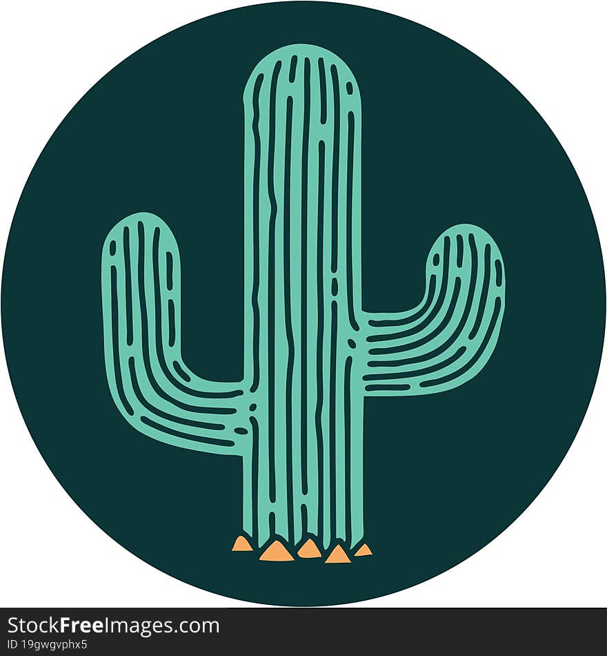 tattoo style icon of a cactus