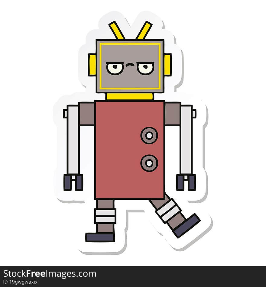 Sticker Of A Cute Cartoon Robot