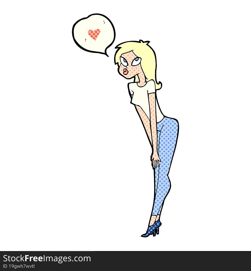 cartoon woman with love heart