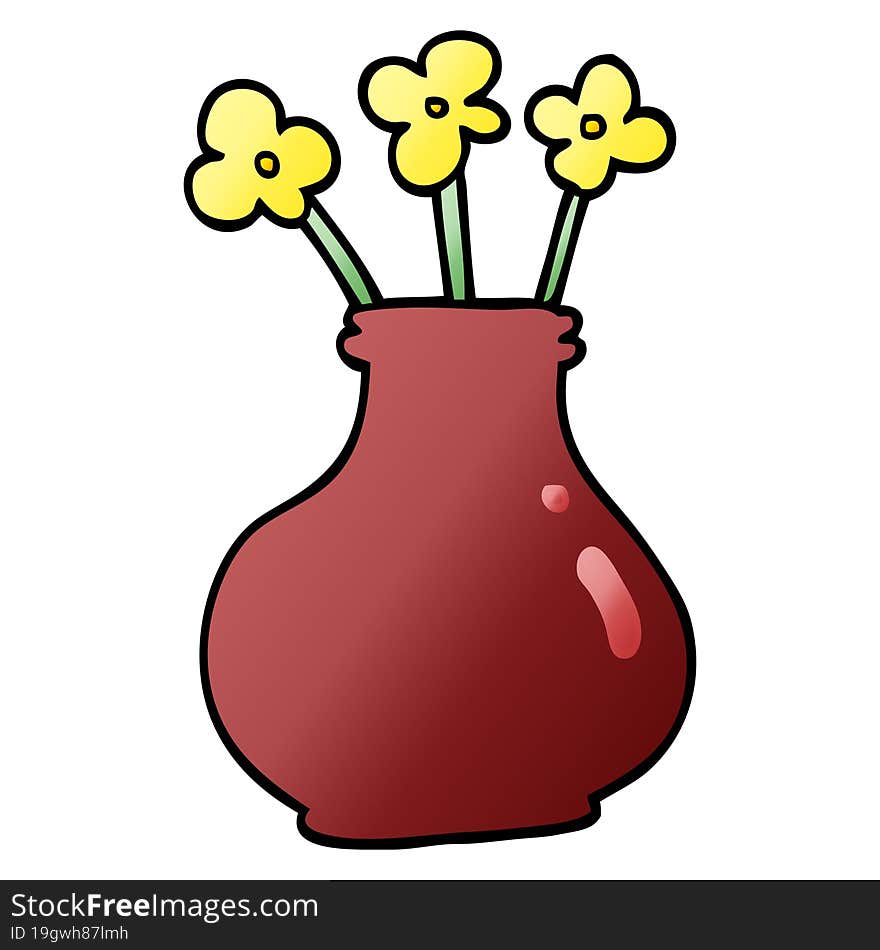 cartoon doodle flower vase