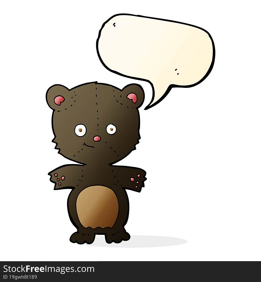 Cartoon Happy Black Bear With Speech Bubble