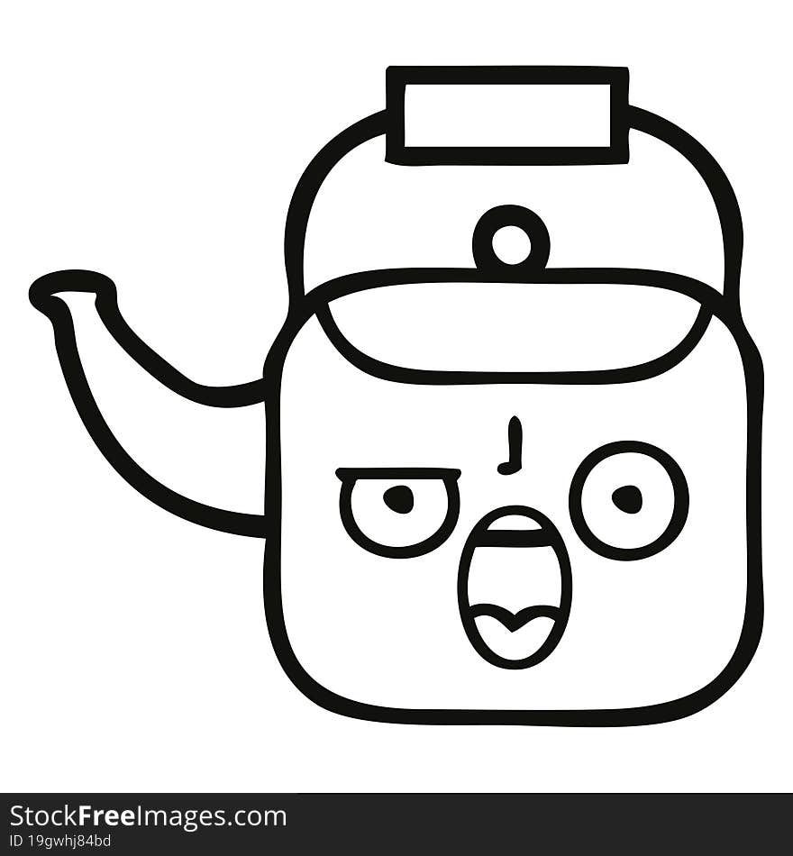 line drawing cartoon kettle