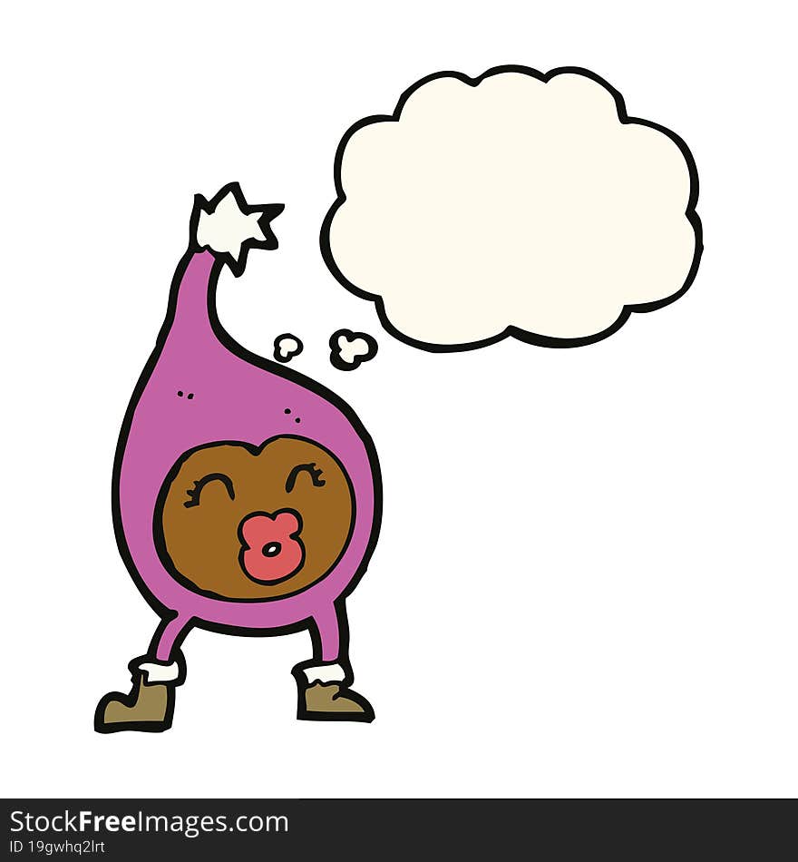 cartoon funny creature with thought bubble