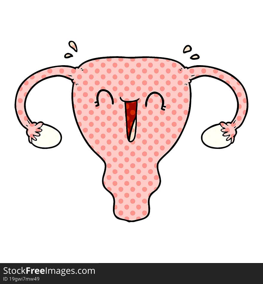 cartoon happy uterus. cartoon happy uterus