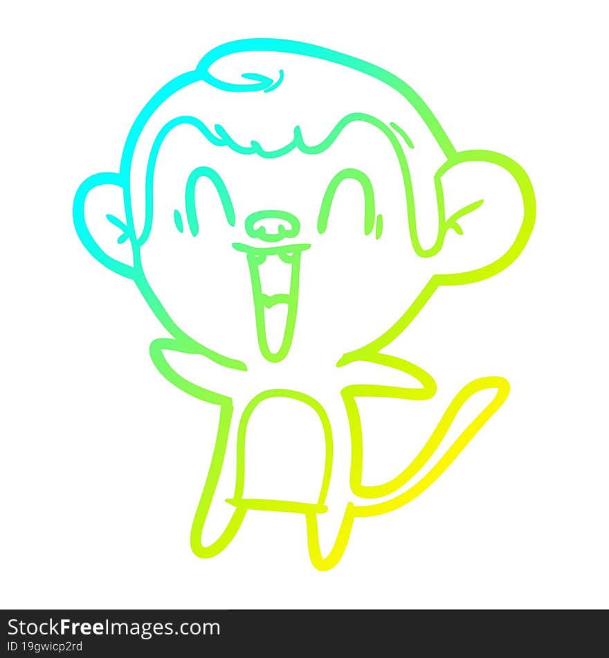 cold gradient line drawing cartoon laughing monkey