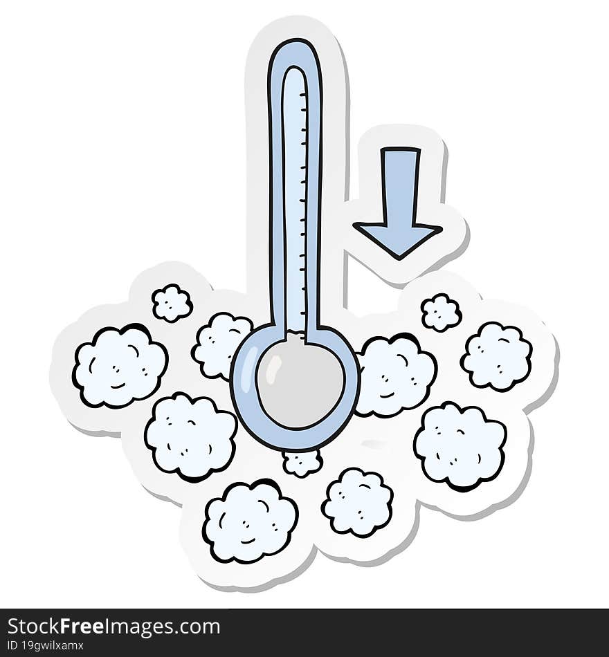 sticker of a cartoon dropping temperature