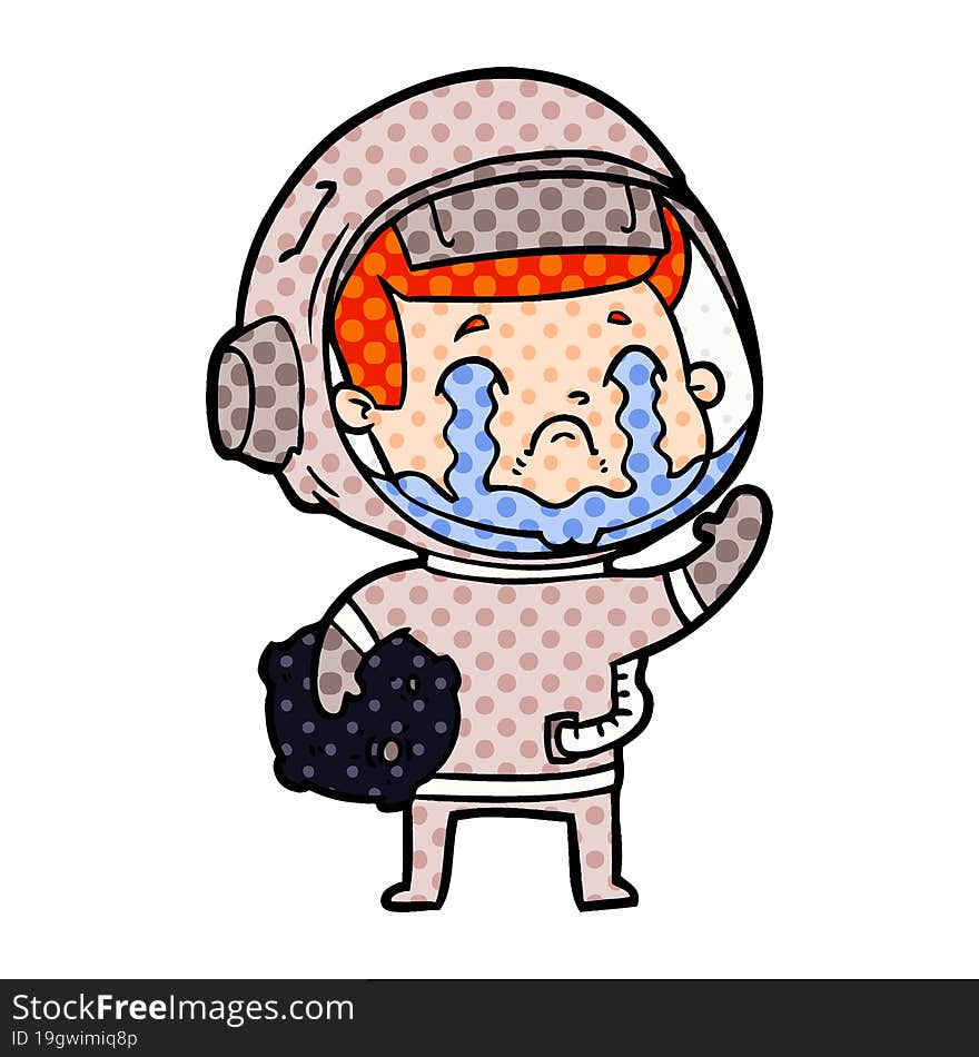 cartoon crying astronaut. cartoon crying astronaut