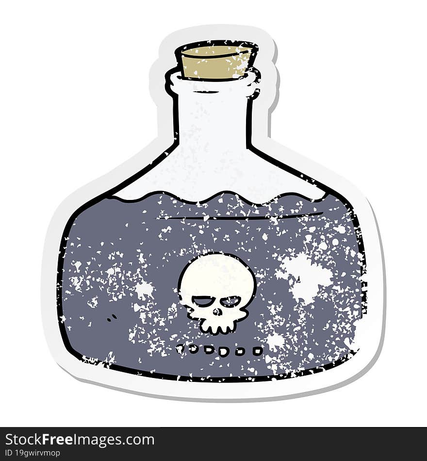 distressed sticker of a cartoon vial of assassin poison