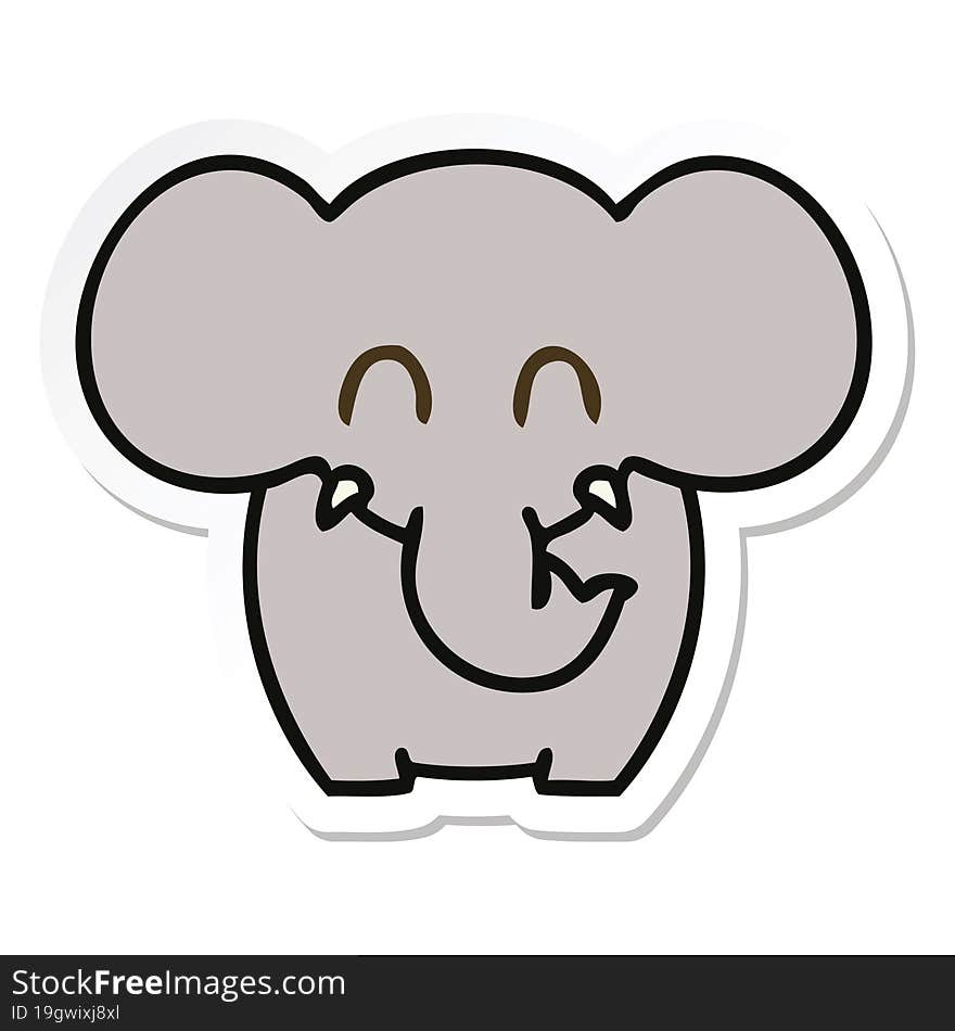 sticker of a quirky hand drawn cartoon elephant