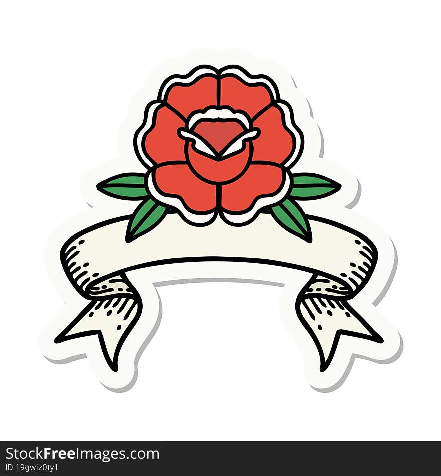 tattoo sticker with banner of a flower