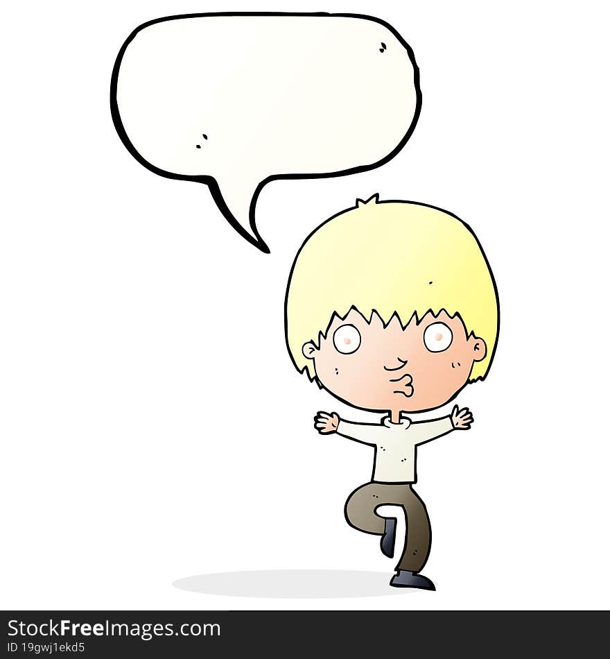 Cartoon Excited Boy With Speech Bubble