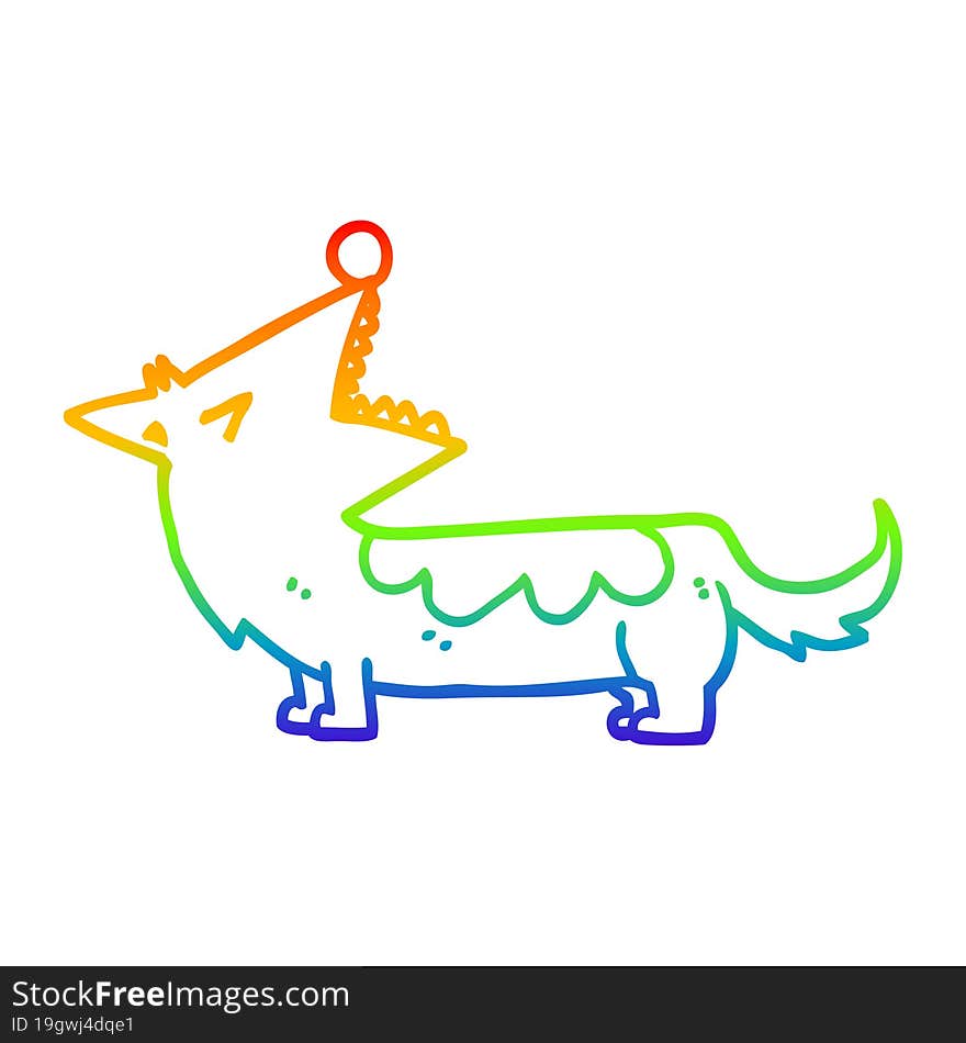 rainbow gradient line drawing of a cartoon dog