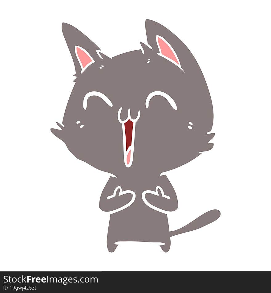 happy flat color style cartoon cat