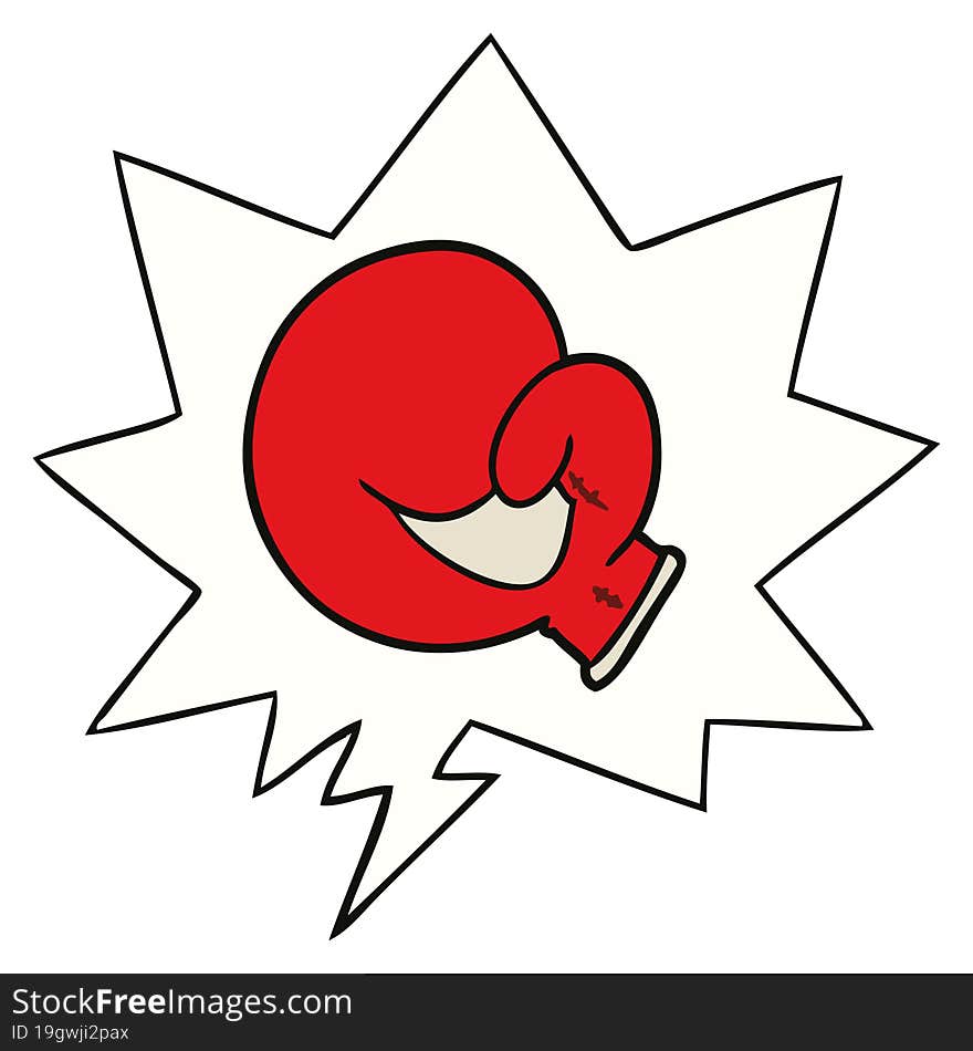 boxing glove cartoon and speech bubble