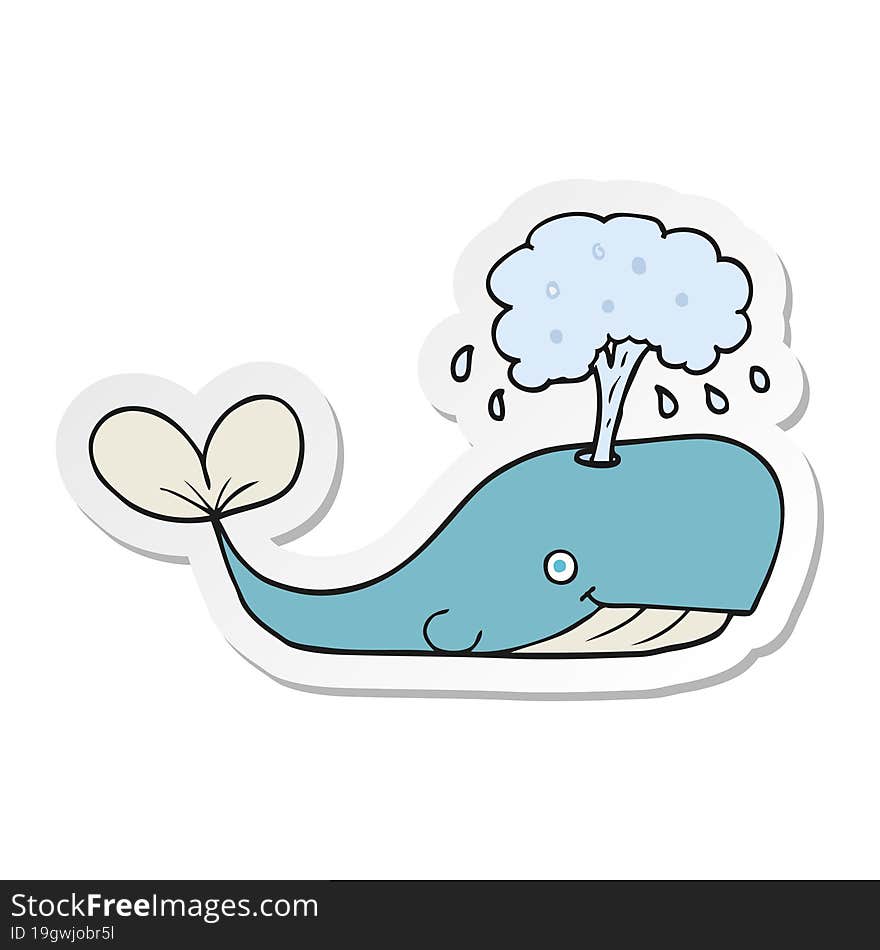 Sticker Of A Cartoon Whale Spouting Water