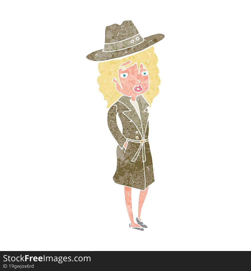 cartoon woman wearing sensible hat