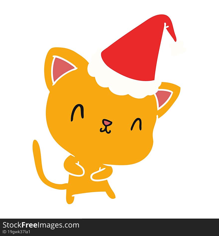 christmas cartoon of kawaii cat