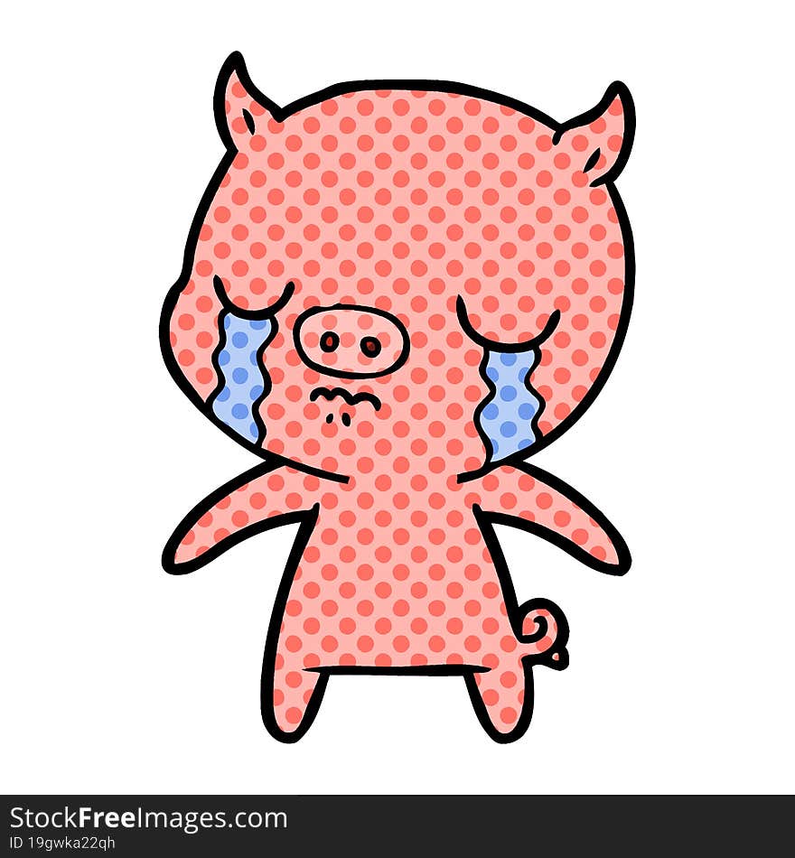 cartoon pig crying. cartoon pig crying