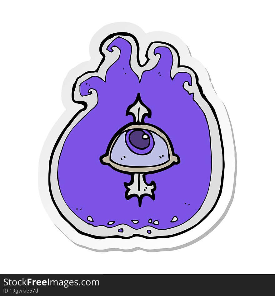 Sticker Of A Cartoon Flaming Eye Symbol