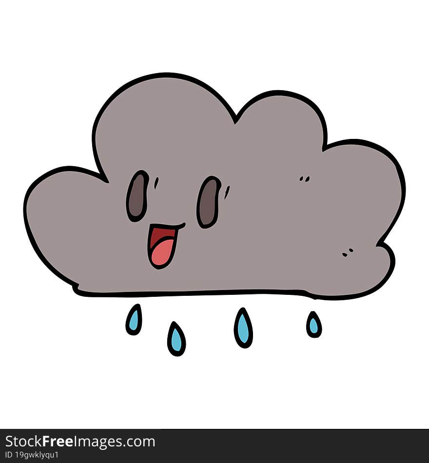 Cartoon Doodle Happy Grey Cloud