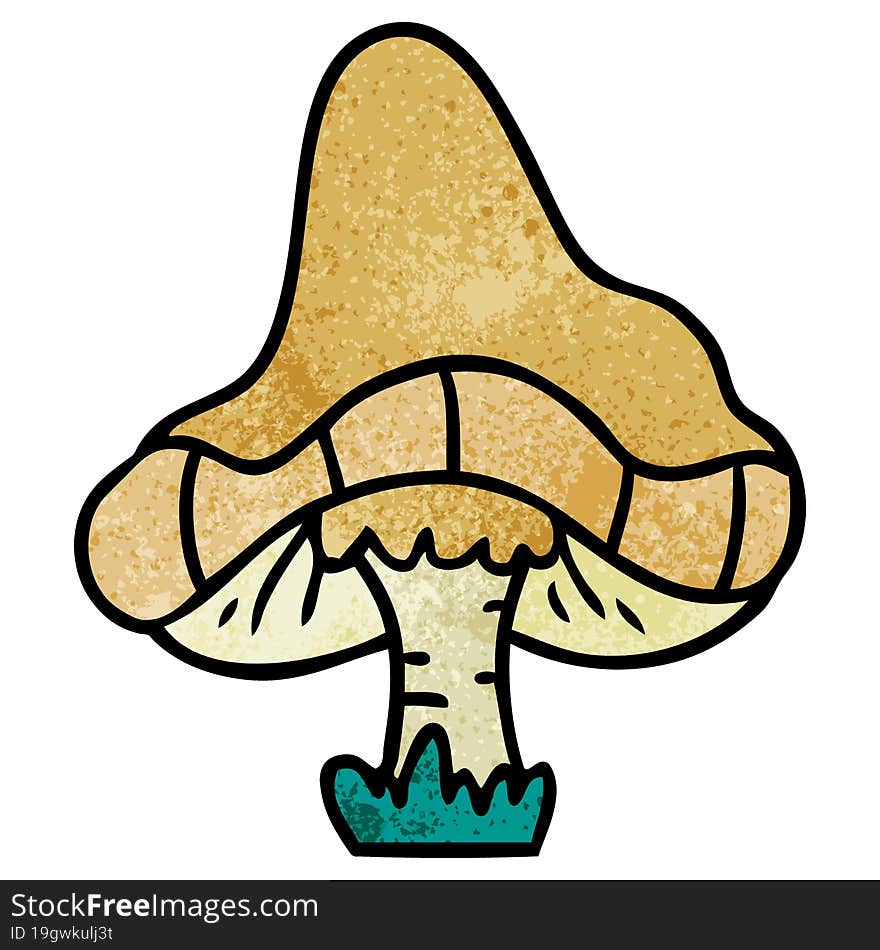 hand drawn textured cartoon doodle of a single mushroom