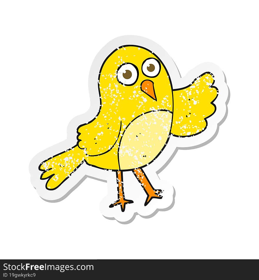 Retro Distressed Sticker Of A Cartoon Bird