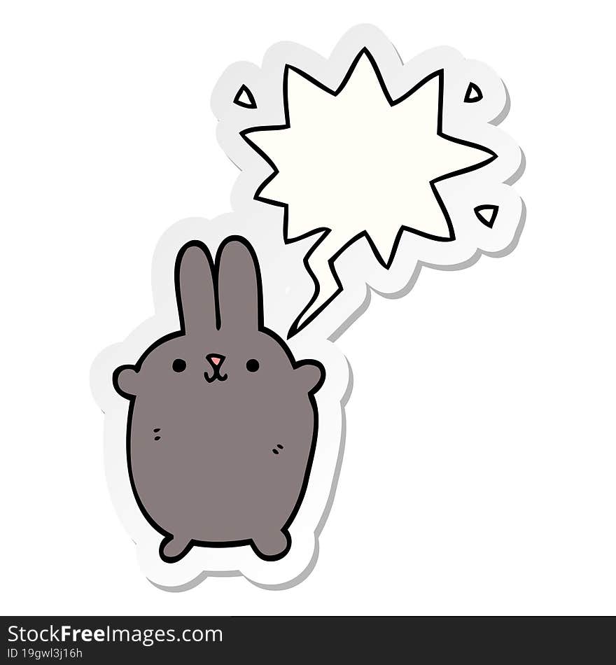 Cartoon Rabbit And Speech Bubble Sticker