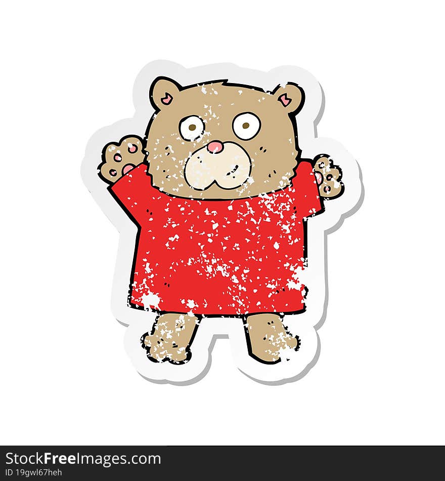 retro distressed sticker of a cartoon cute teddy bear