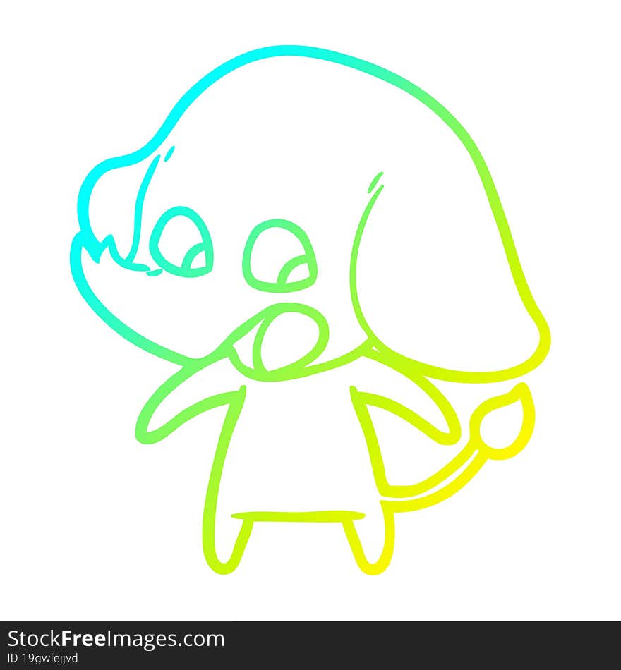 cold gradient line drawing cute cartoon elephant