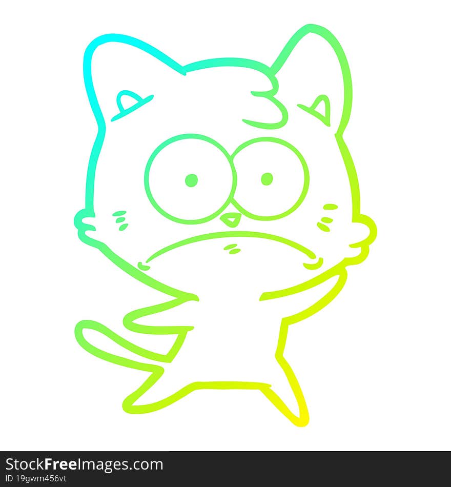 cold gradient line drawing cartoon nervous cat