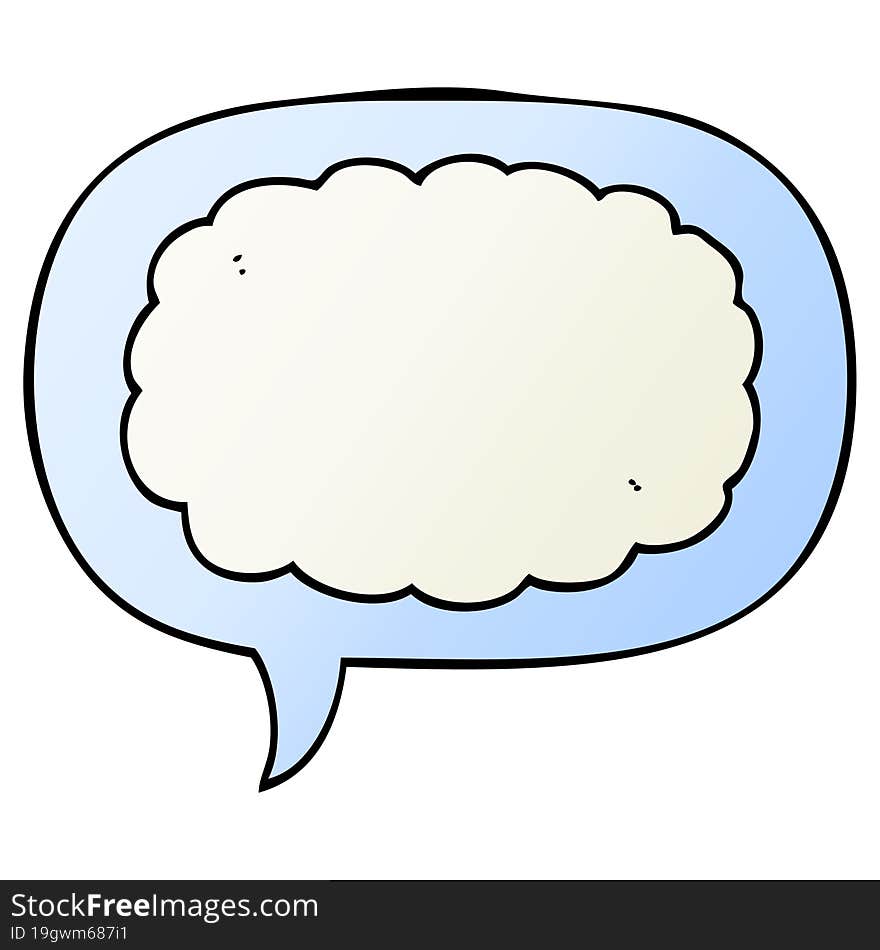 cartoon cloud and speech bubble in smooth gradient style