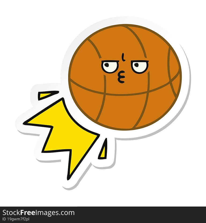 Sticker Of A Cute Cartoon Basketball