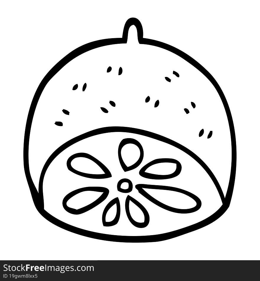 line drawing cartoon lime fruit