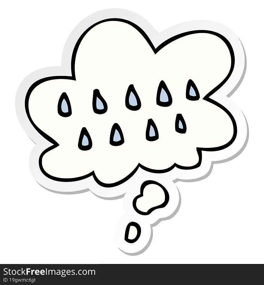 cartoon rain and thought bubble as a printed sticker