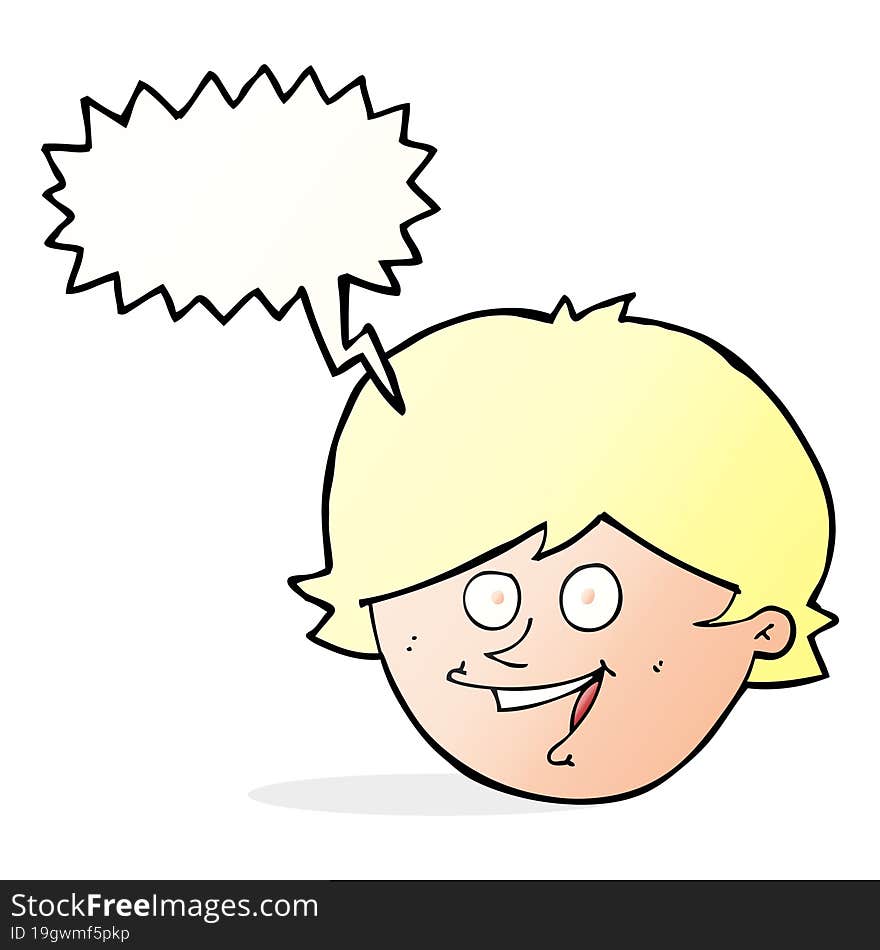 Cartoon Happy Boy Face With Speech Bubble