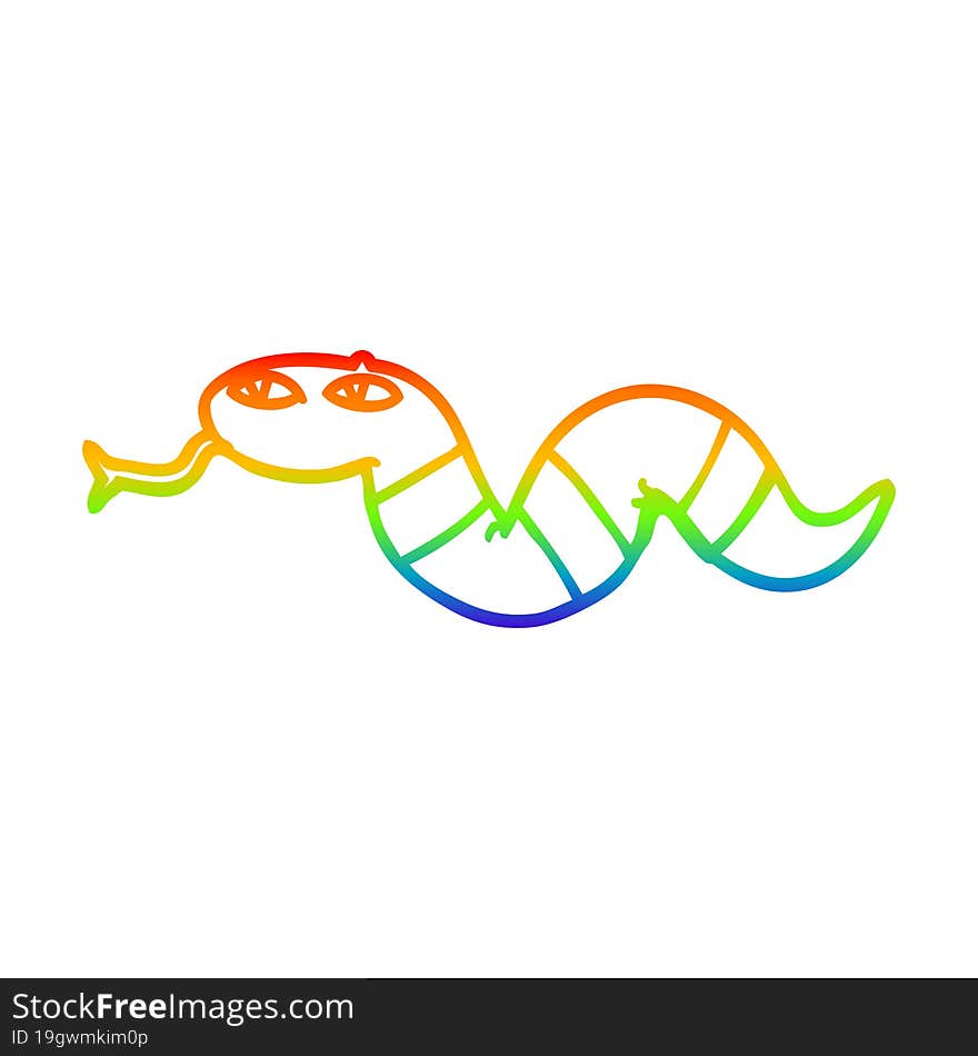 rainbow gradient line drawing cartoon snake