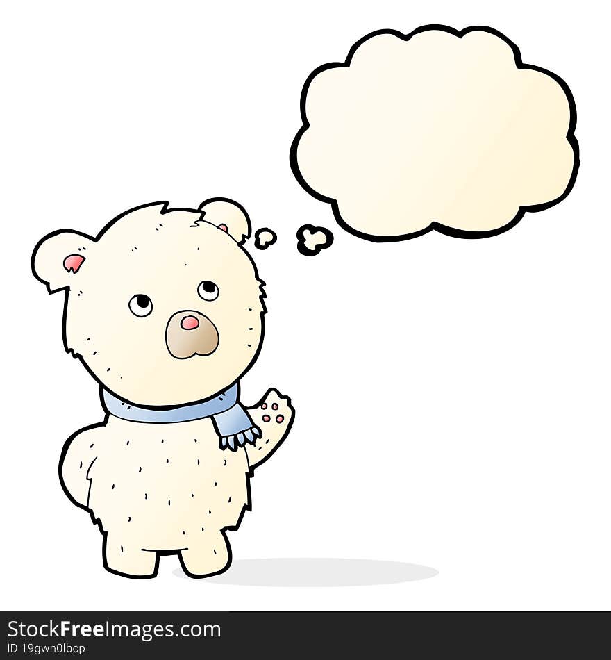 cartoon cute polar bear with thought bubble