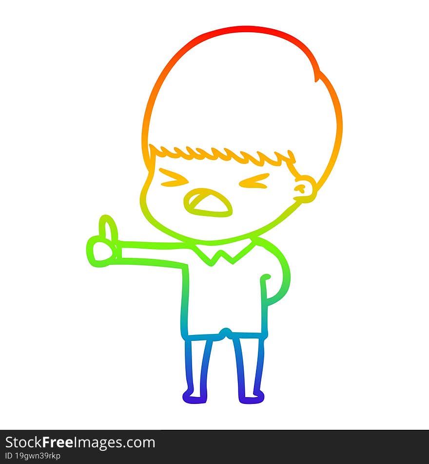 rainbow gradient line drawing cartoon stressed man