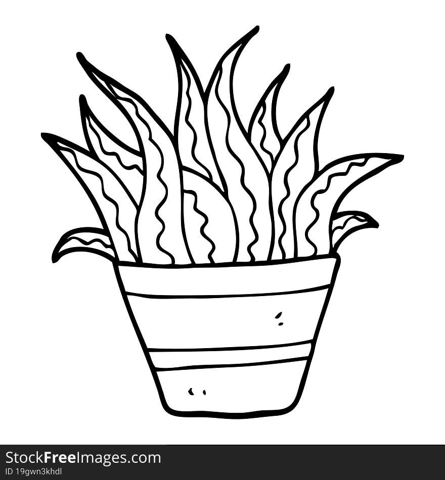 line drawing cartoon house plant