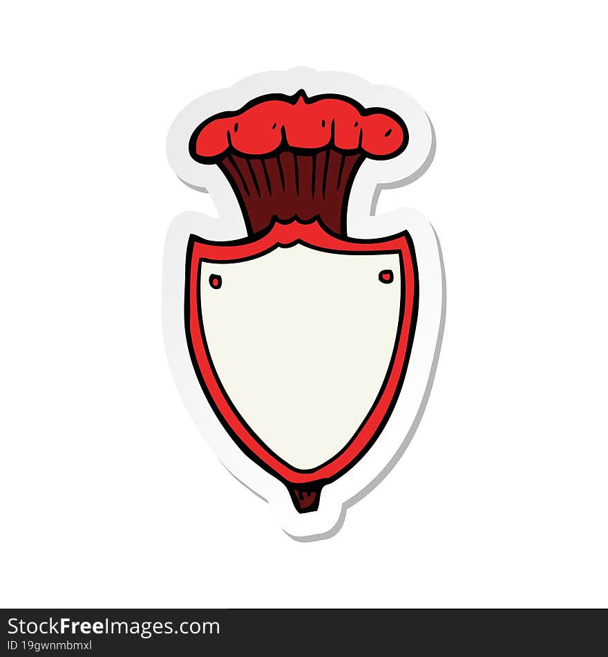 sticker of a cartoon heraldic shield