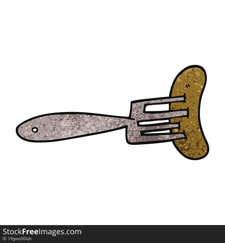 cartoon doodle sausage on fork