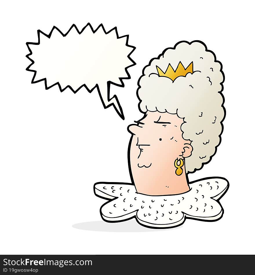 cartoon queen head with speech bubble