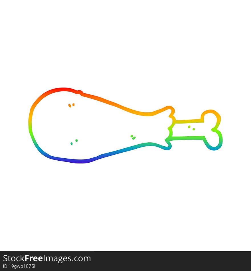 rainbow gradient line drawing of a cartoon chicken leg