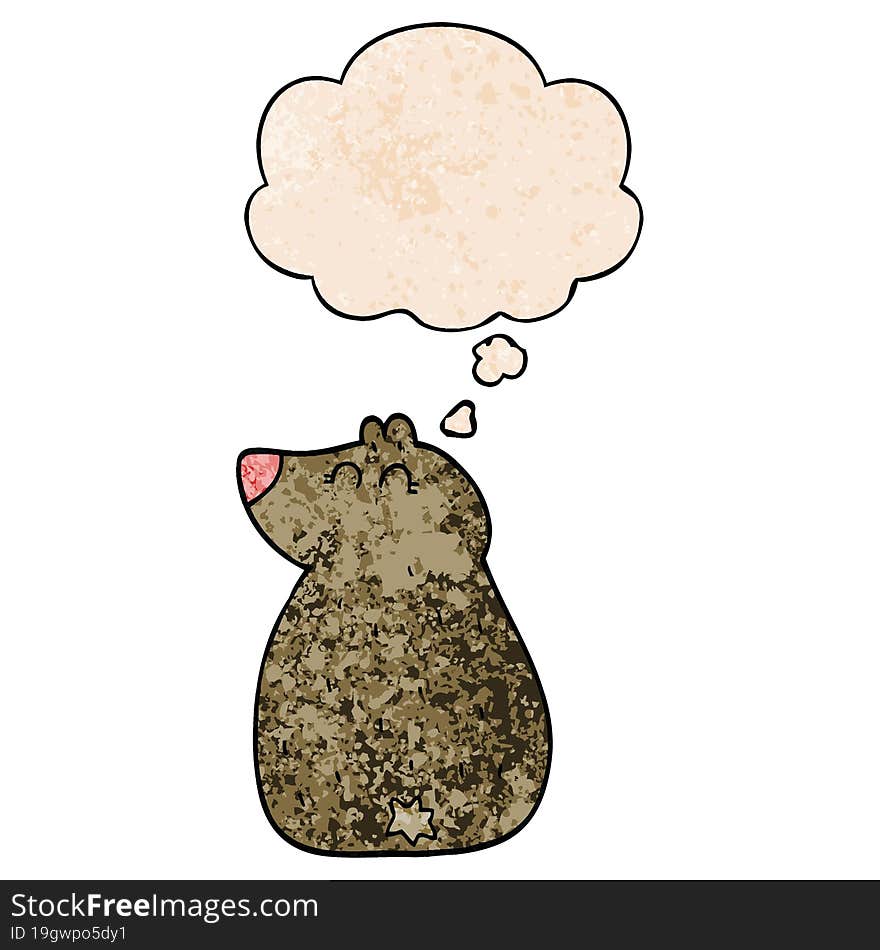 Cute Cartoon Bear And Thought Bubble In Grunge Texture Pattern Style