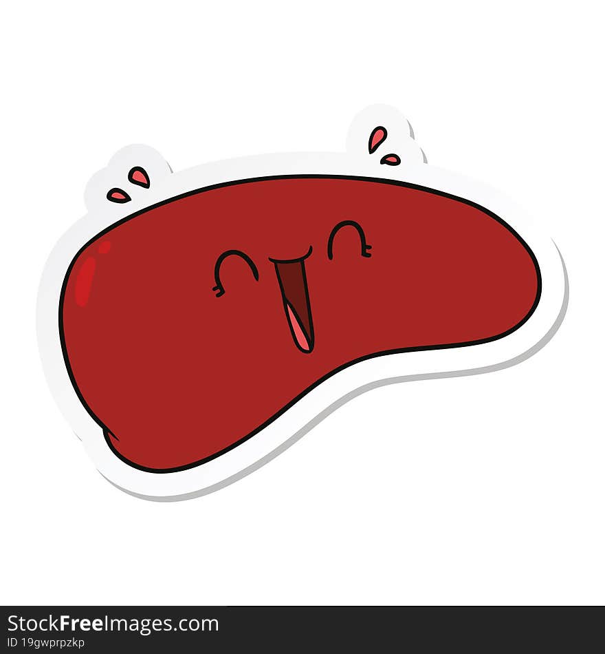 sticker of a cartoon healthy liver