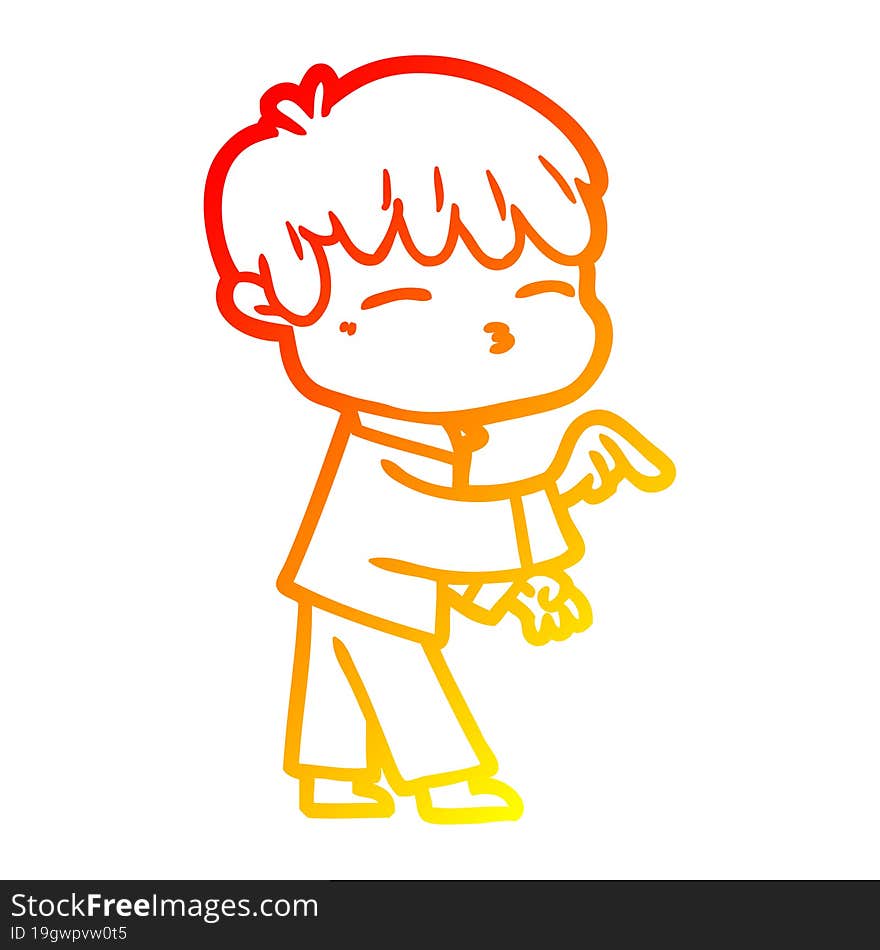 warm gradient line drawing cartoon curious boy