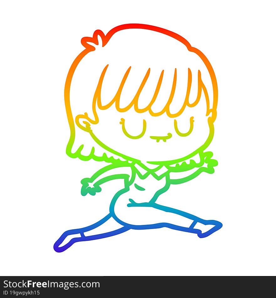 rainbow gradient line drawing of a cartoon woman